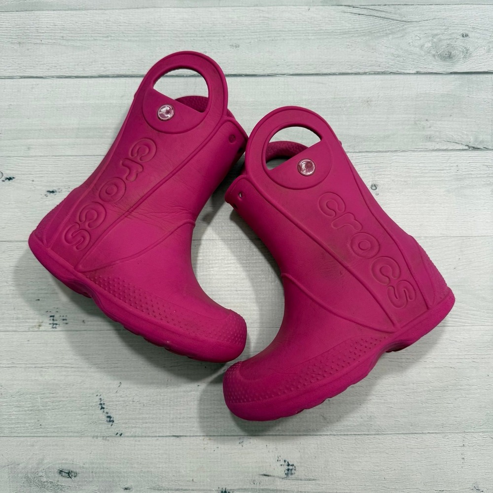 Crocs kids pink rain boots child size 10